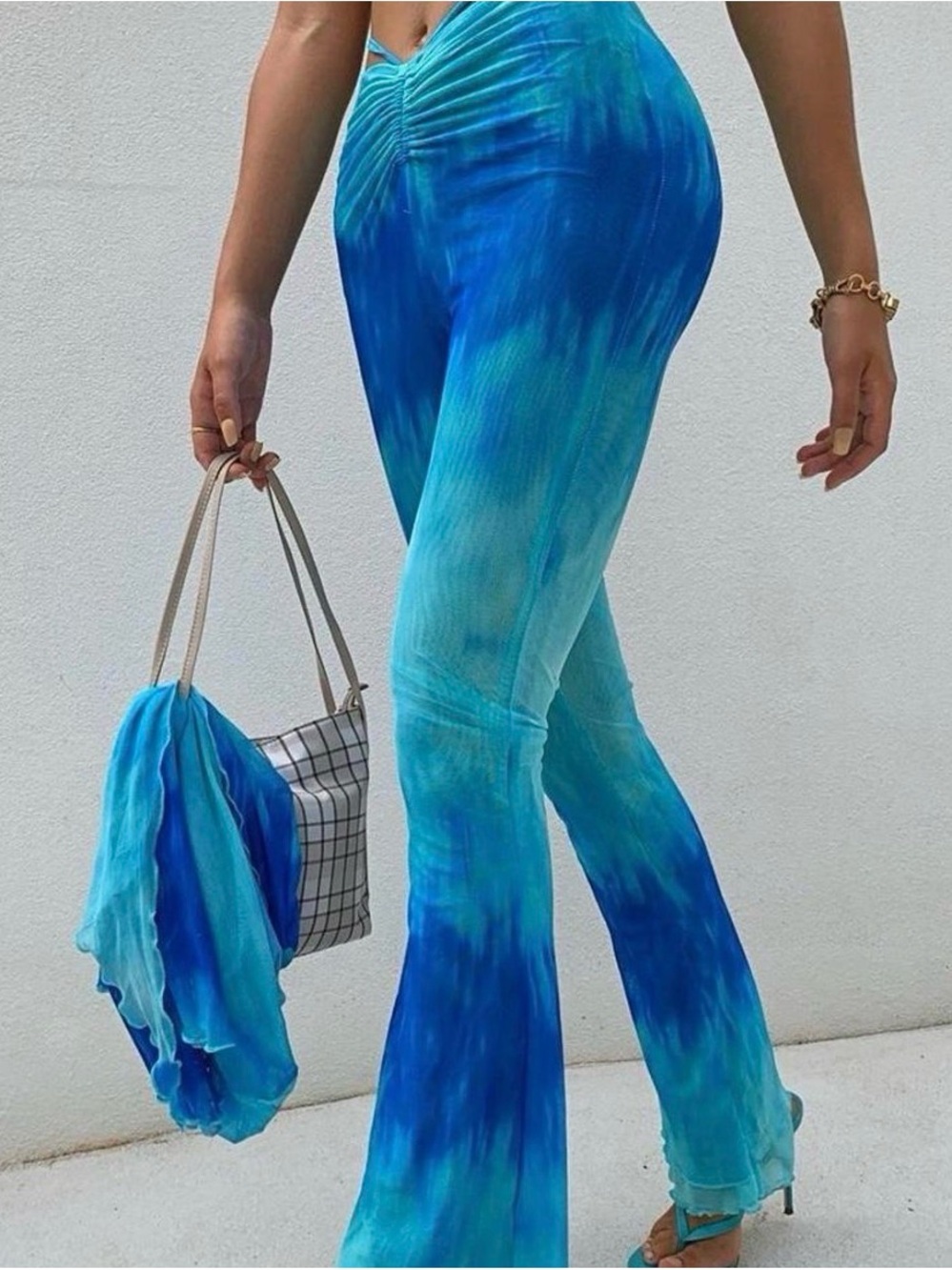 Tiger Mist Blue Tie-Dye V-Waist Pants - Picture 2 of 5